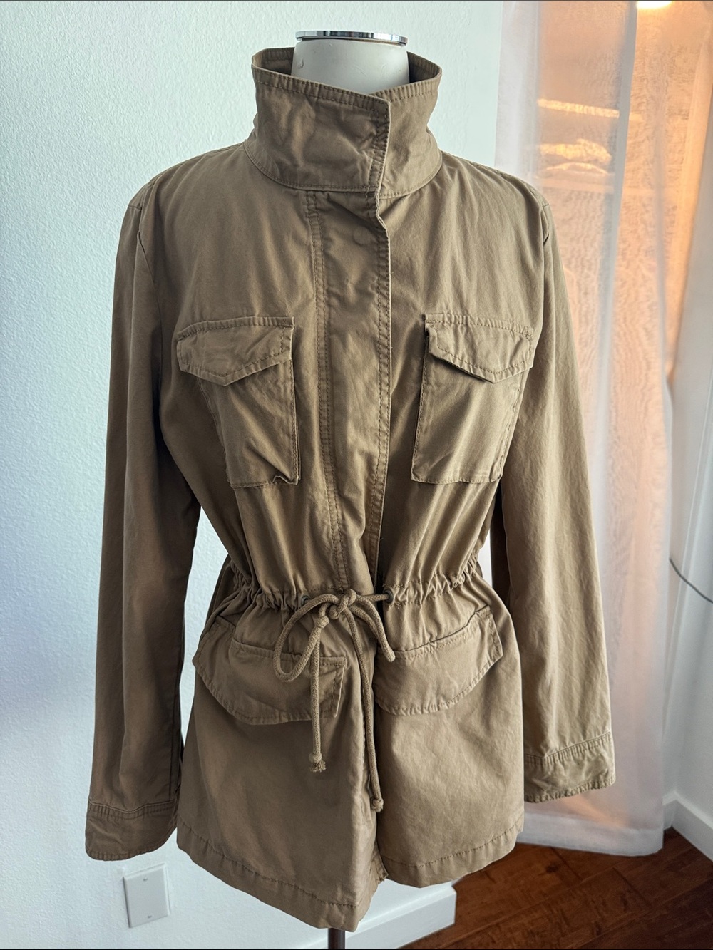Old Navy Khaki Utility Jacket with Drawstring Waist